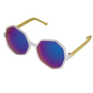 NEW KOMONO Sunglasses Bonnie Ice Lemon Geometric Festival Yellow Blue Reflective